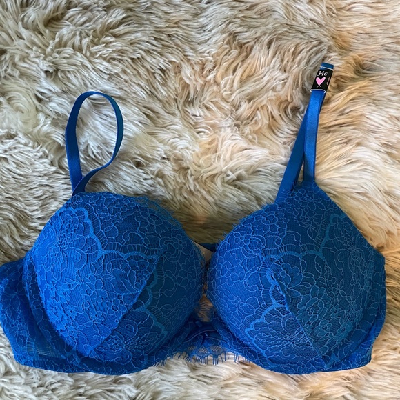 Victoria secret bra 34c blue lace bra w padding - Picture 2 of 4